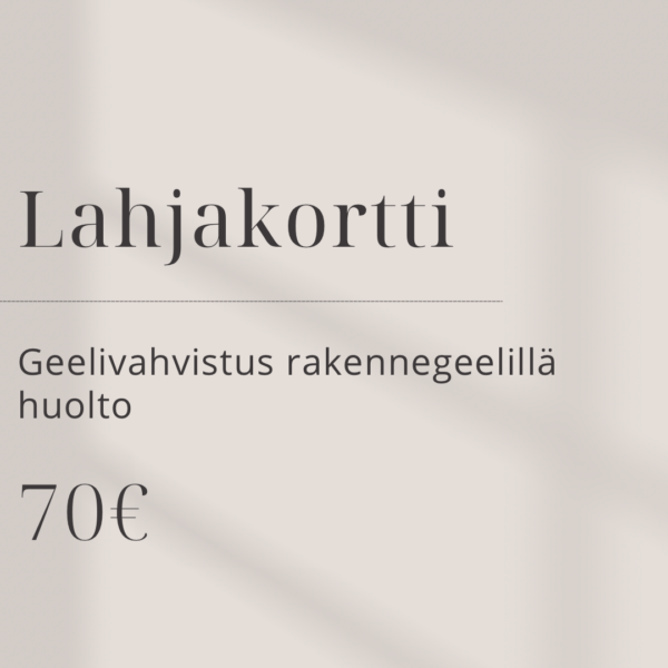 Geelivahvistus rakennegeelillä huolto